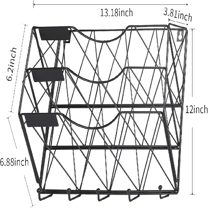 3 Tier Wall File Holder Organizer Magazine Rack Wall Mount
