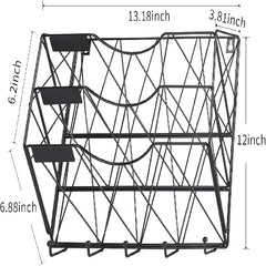 3 Tier Wall File Holder Organizer Magazine Rack Wall Mount