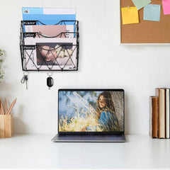 3 Tier Wall File Holder Organizer Magazine Rack Wall Mount