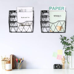 3 Tier Wall File Holder Organizer Magazine Rack Wall Mount