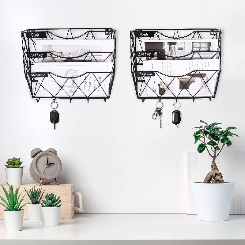 3 Tier Wall File Holder Organizer Magazine Rack Wall Mount