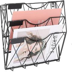 3 Tier Wall File Holder Organizer Magazine Rack Wall Mount
