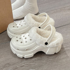 Thickened Warm Hole Shoes Plus Velvet Slippers