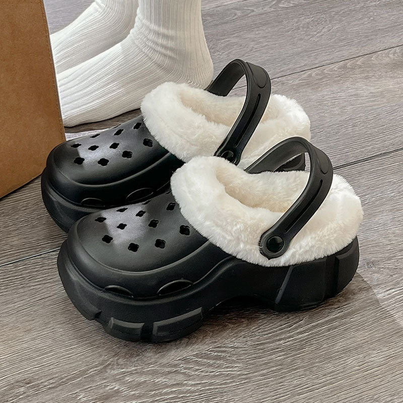 Thickened Warm Hole Shoes Plus Velvet Slippers