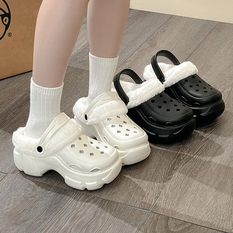 Thickened Warm Hole Shoes Plus Velvet Slippers