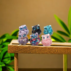 Natural Crystal Gravel Halloween Decoration Drop Glue Owl Ornament