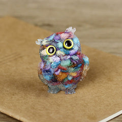 Natural Crystal Gravel Halloween Decoration Drop Glue Owl Ornament