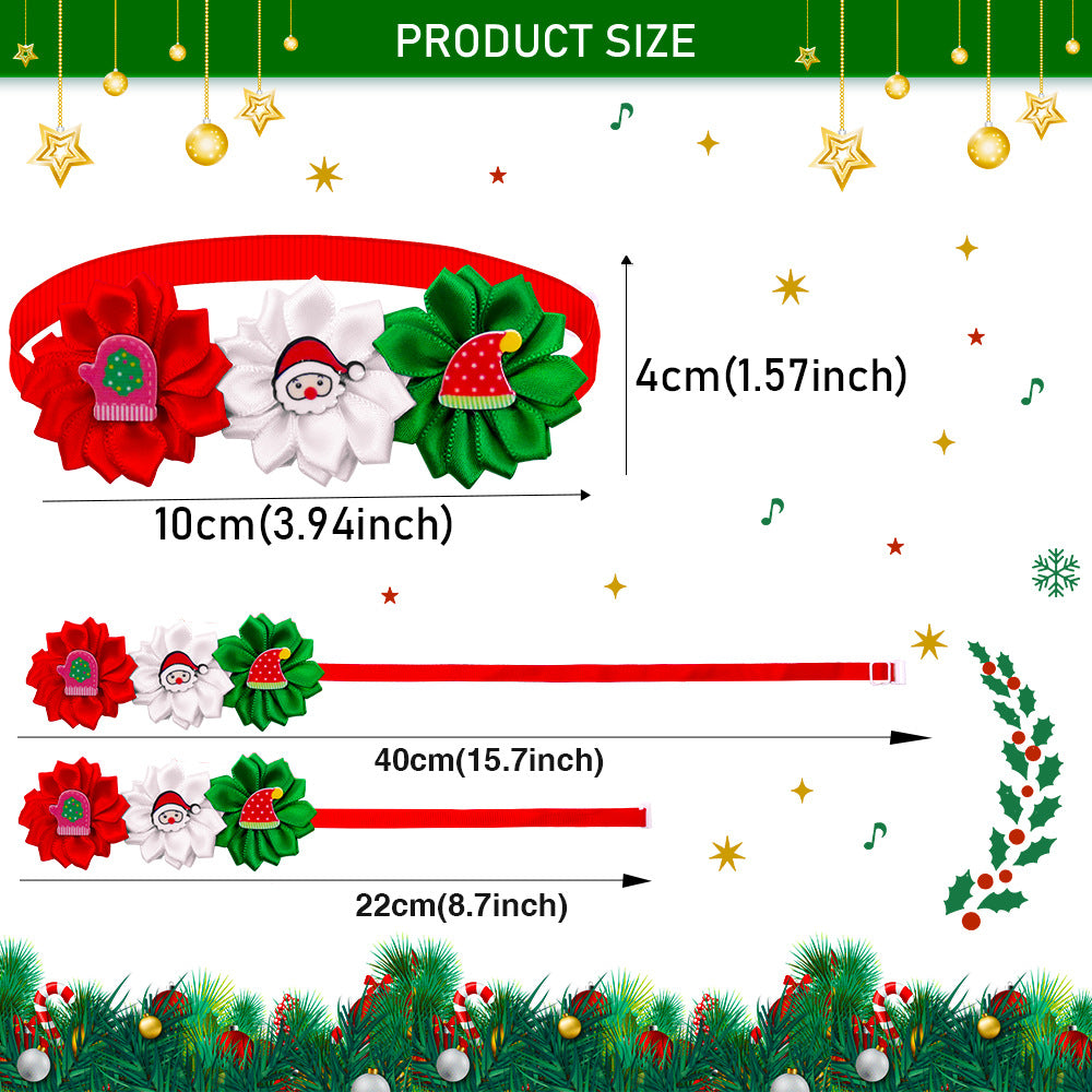5pcs Christmas Dress Up Dog Bow Tie & Flower Collar Set