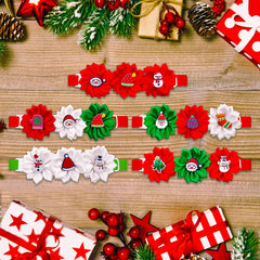 5pcs Christmas Dress Up Dog Bow Tie & Flower Collar Set