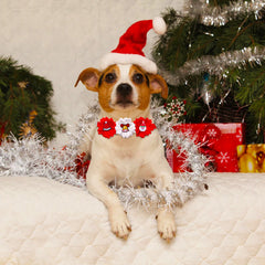 5pcs Christmas Dress Up Dog Bow Tie & Flower Collar Set
