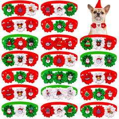 5pcs Christmas Dress Up Dog Bow Tie & Flower Collar Set
