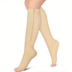 Open Toe Zipper Compression Socks for Women Men