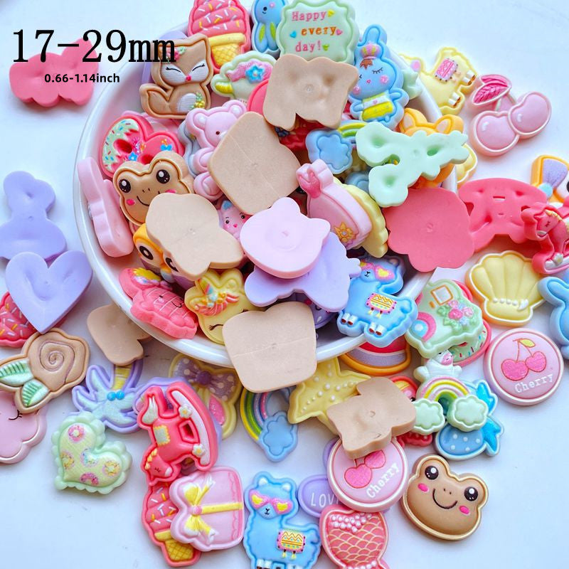 10pcs Mini Mixed Animals Rainbow Fruit Resin Handcraft Accessories