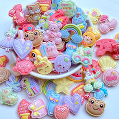 10pcs Mini Mixed Animals Rainbow Fruit Resin Handcraft Accessories