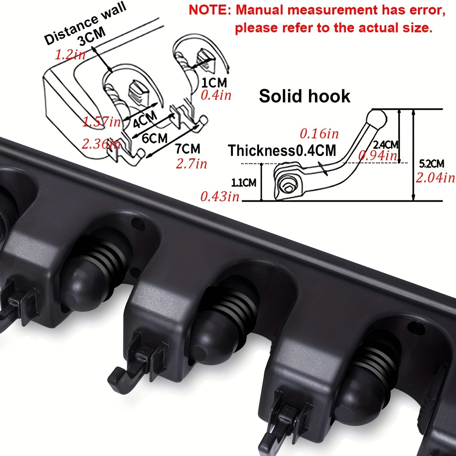 Broom Holder Wall Mount Organizer 5 Slots & 6 Hooks