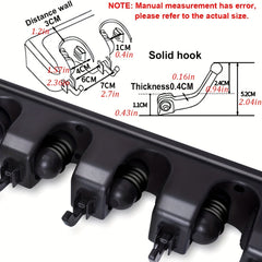 Broom Holder Wall Mount Organizer 5 Slots & 6 Hooks
