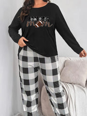 Casual Pajama Set Women's Plus Football Print Long Sleeve