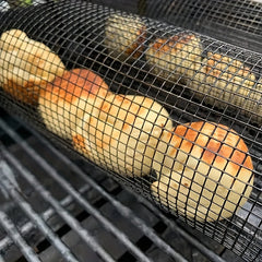 BBQ Net Tube Grill Basket - Grilling Fish/Vegetables - Kitchen & Outdoor Decor