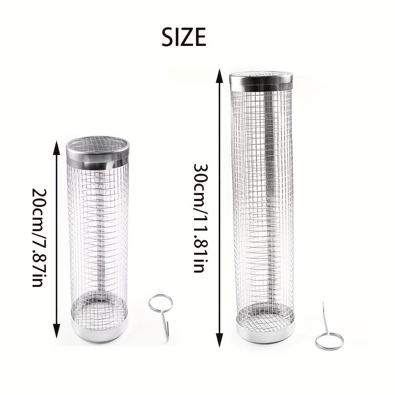 BBQ Net Tube Grill Basket - Grilling Fish/Vegetables - Kitchen & Outdoor Decor