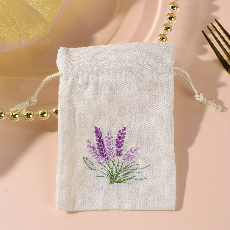 Embroidered Small Cloth Bag w/ Drawstring Jewelry Storage Gift Bag