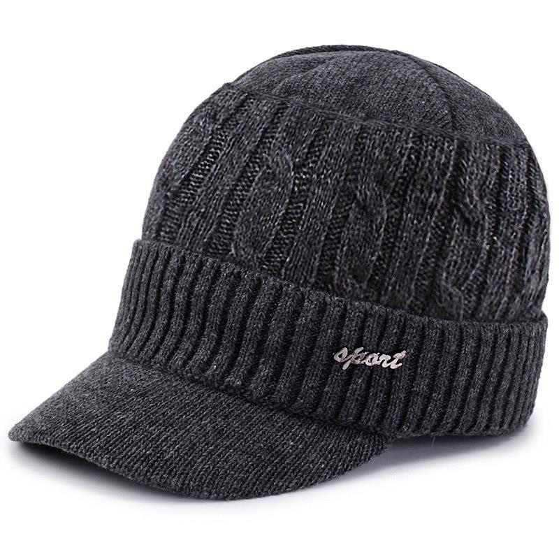Men's Windproof Warm Knitted Hats with Elastic Brims