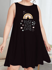 Rainbow & Letter Print Tank Sleep Dress