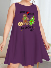 Xmas Nightdress Women's Plus Christmas Tree Cookie Print