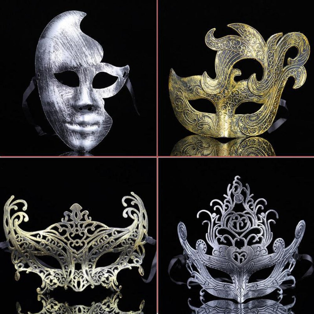 Men's Bronze Half Face Carnival Mask for Christmas Party