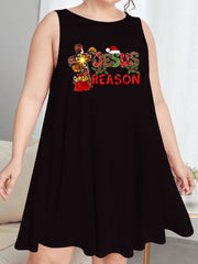 Christmas Nightdress Women's Plus Christmas Hat Print Round Neck Sleep