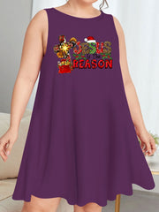 Christmas Nightdress Women's Plus Christmas Hat Print Round Neck Sleep
