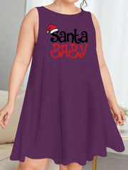 Christmas Nightdress Graphic Print Round Neck Sleep Dress