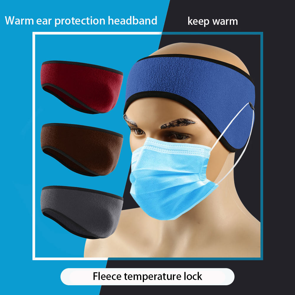 Winter Fleece Ear Muffs Headband Outdoor Sports Coldproof Riding Sweatband
