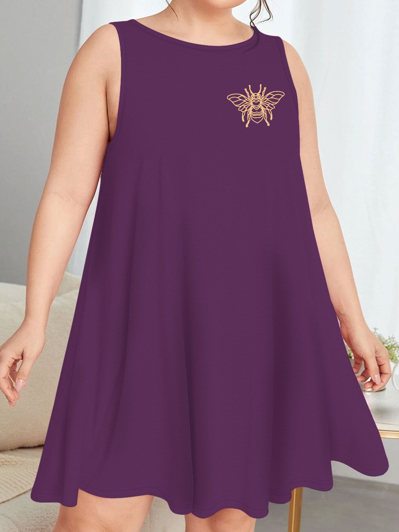 Casual Nightdress Bee Print Tank Sleep Dress