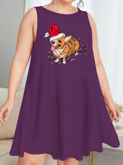Christmas Nightdress Women's Dog Print Tank Sleep Dress