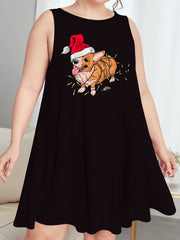 Christmas Nightdress Women's Dog Print Tank Sleep Dress