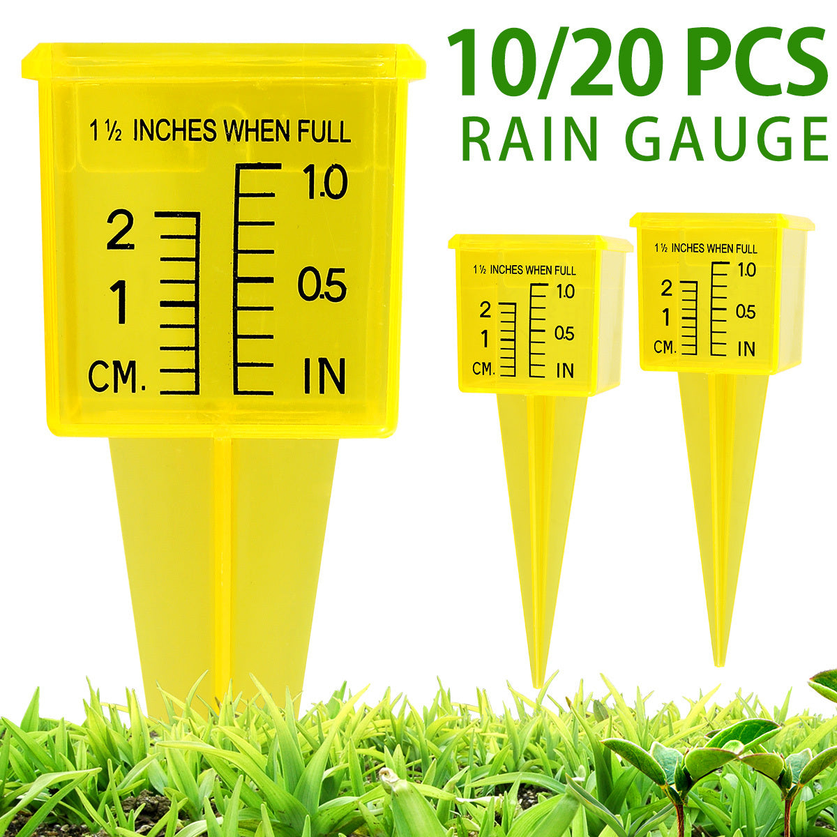 Bright Yellow Transparent Rain Gauge - Garden Water Measuring Tool