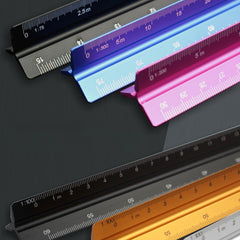 Colorful Aluminum Triangular Scale Ruler 1 20 1 125 Metal Drafting Tool