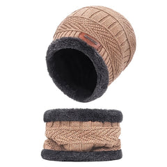 Winter Knitted Hat & Scarf Set Windproof Beanie for Camping Skiing