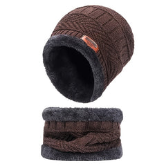 Winter Knitted Hat & Scarf Set Windproof Beanie for Camping Skiing