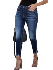 Women's Plus Fringe Trim High Stretch Jeans