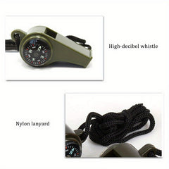 3 In 1 Emergency Survival Whistle with Compass Thermometer