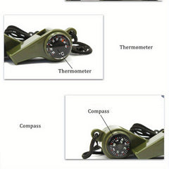 3 In 1 Emergency Survival Whistle with Compass Thermometer