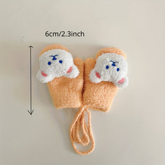 Girls Bear Plush Warm Gloves