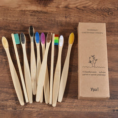 10pcs Colorful Bamboo Toothbrush Set Soft Bristle Charcoal Teeth Oral Care