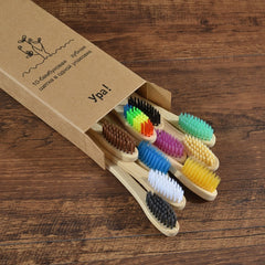 10pcs Colorful Bamboo Toothbrush Set Soft Bristle Charcoal Teeth Oral Care