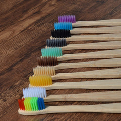 10pcs Colorful Bamboo Toothbrush Set Soft Bristle Charcoal Teeth Oral Care