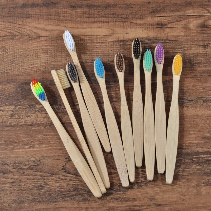 10pcs Colorful Bamboo Toothbrush Set Soft Bristle Charcoal Teeth Oral Care