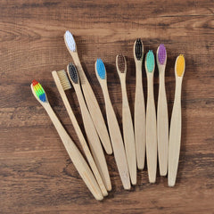 10pcs Colorful Bamboo Toothbrush Set Soft Bristle Charcoal Teeth Oral Care