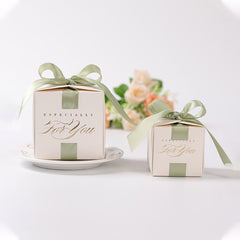 10pcs Golden Stamped Green Candy Boxes Wedding Party Supplies