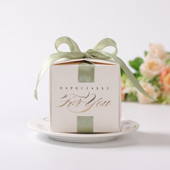 10pcs Golden Stamped Green Candy Boxes Wedding Party Supplies